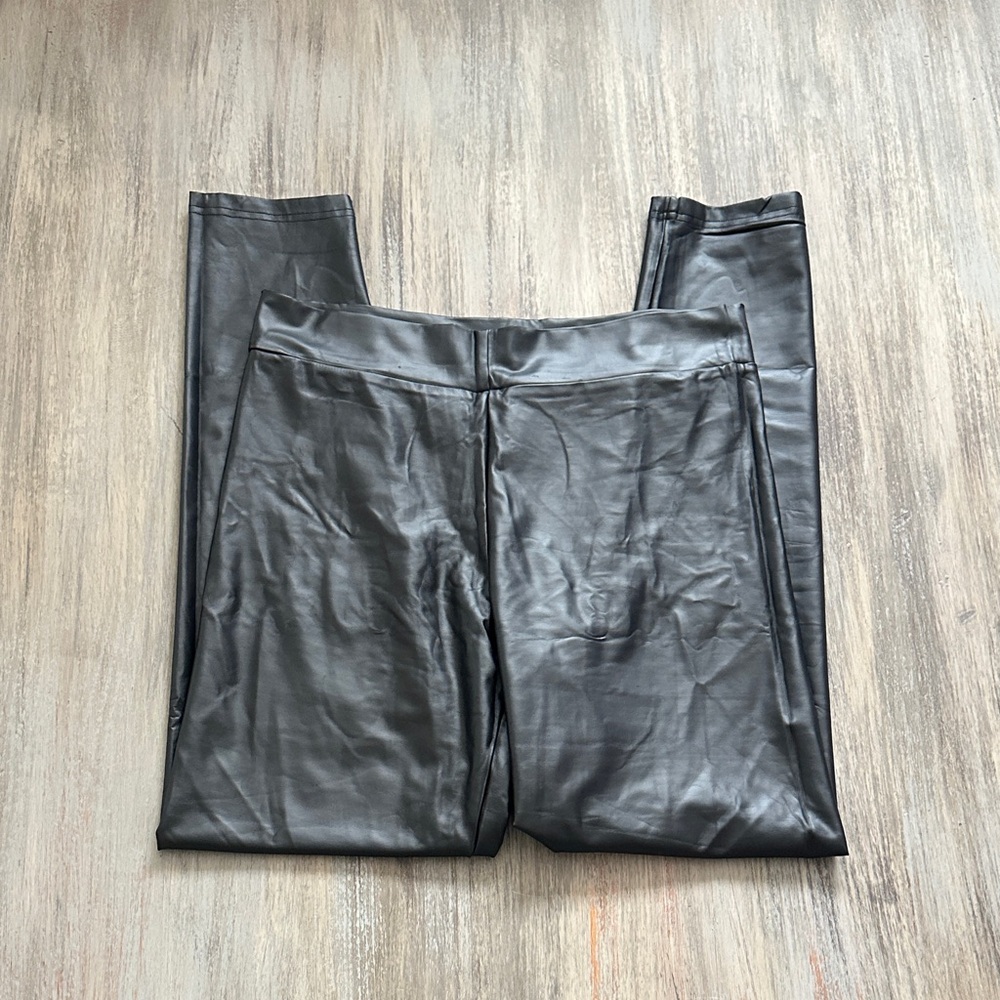 Women's Black Faux Leather Leggings